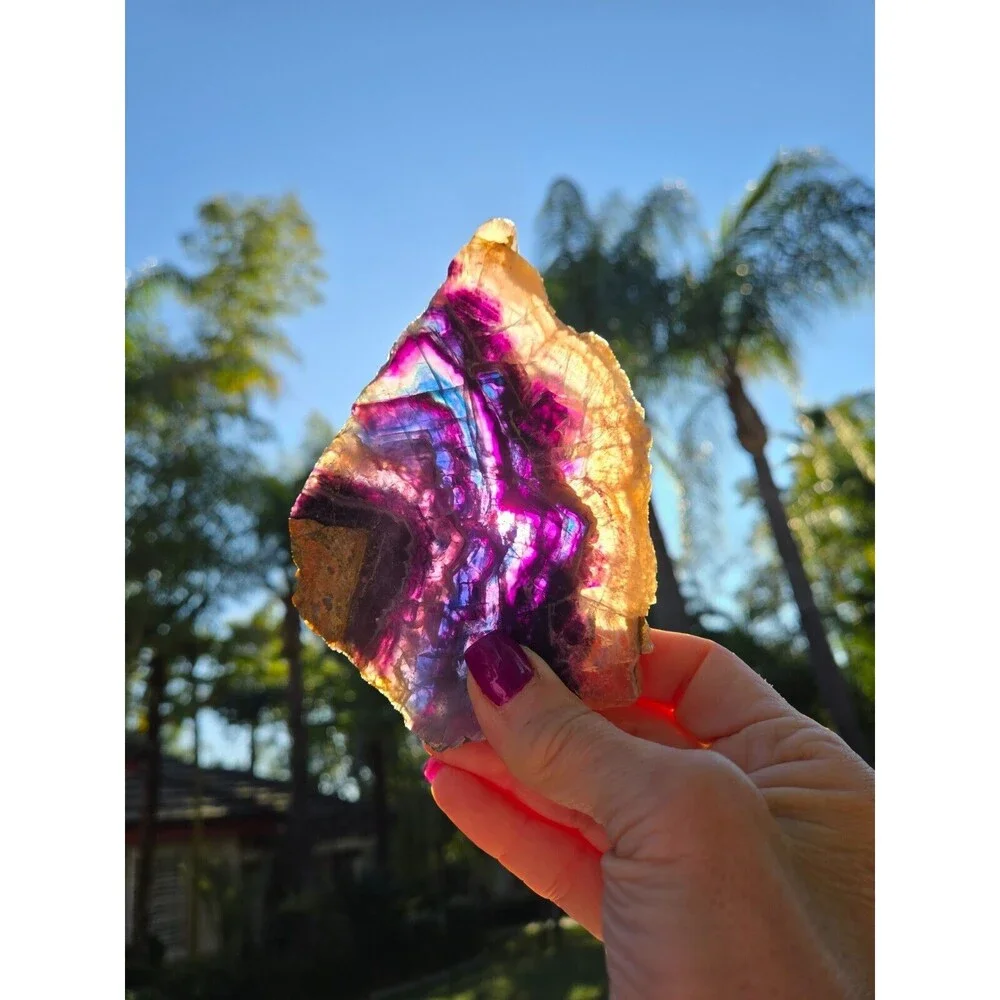Rainbow Fluorite Crystal Natural Stone Slab